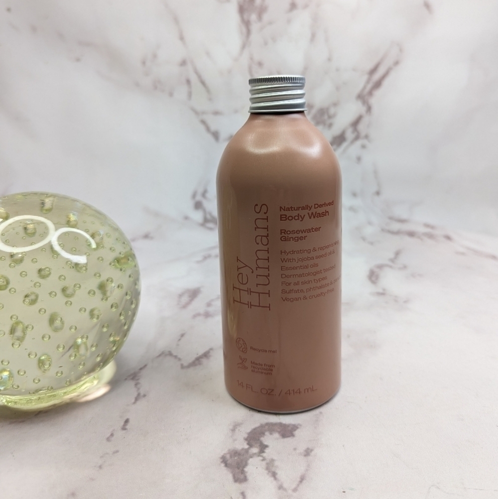 Hey Humans Naturally Derived Body Wash Rosewater Ginger 14 fl oz